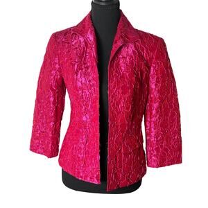 Lafayette 148 New York Silk Blend Jacquard Blazer Pink Magenta Floral Size O